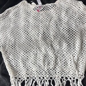 Brand New Cute Swim Coverup No Boundaries White Crochet Swim Coverup
